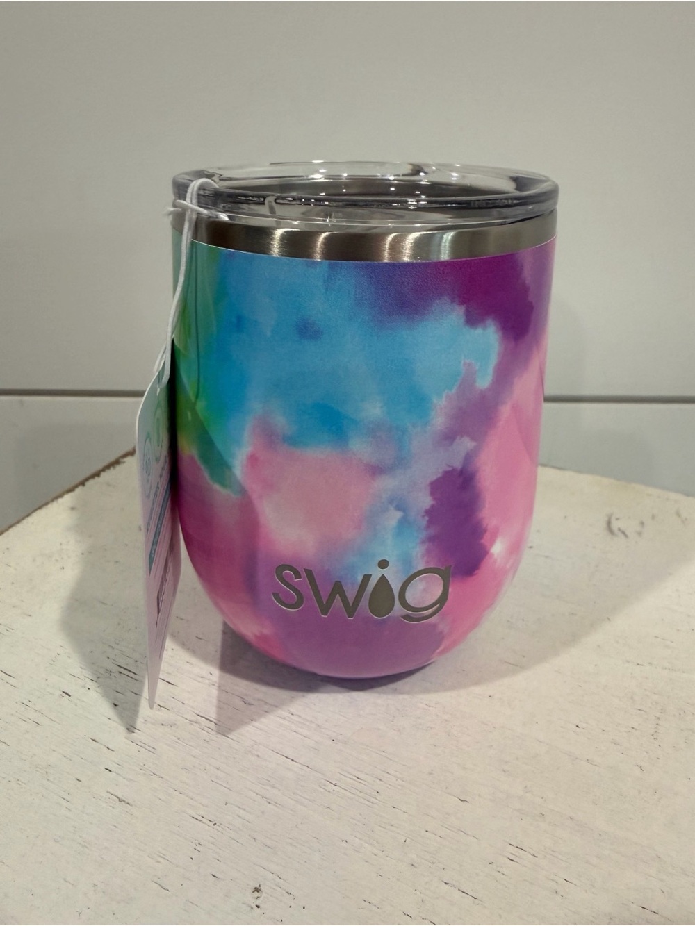Swig Tie-Dye Insulated Stemless 12oz Tumbler - Pink & Blue